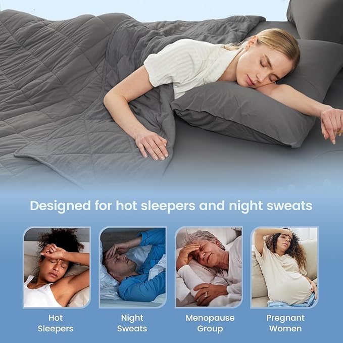 Cozy Bliss Cooling Blanket for Hot Sleepers Queen Size, Q-Max 0.45 Cooling Comfort, Cold Blankets for Night Sweats Sleeping, Ultra-Cool Lightweight Breathable Summer Blanket for Bed, Charcoal Grey