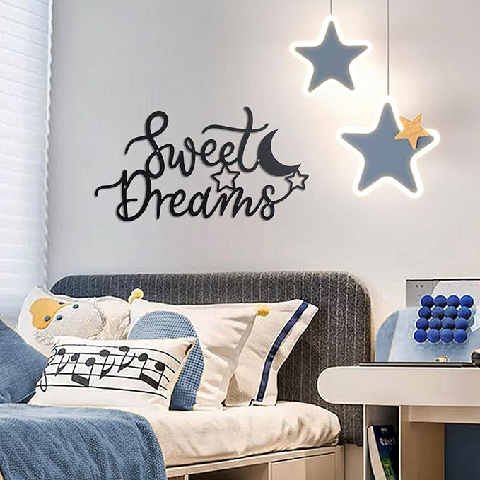 OYEFLY Metal Sweet Dreams Wall Decor,Modern Black Metal Wall Art (style 2)