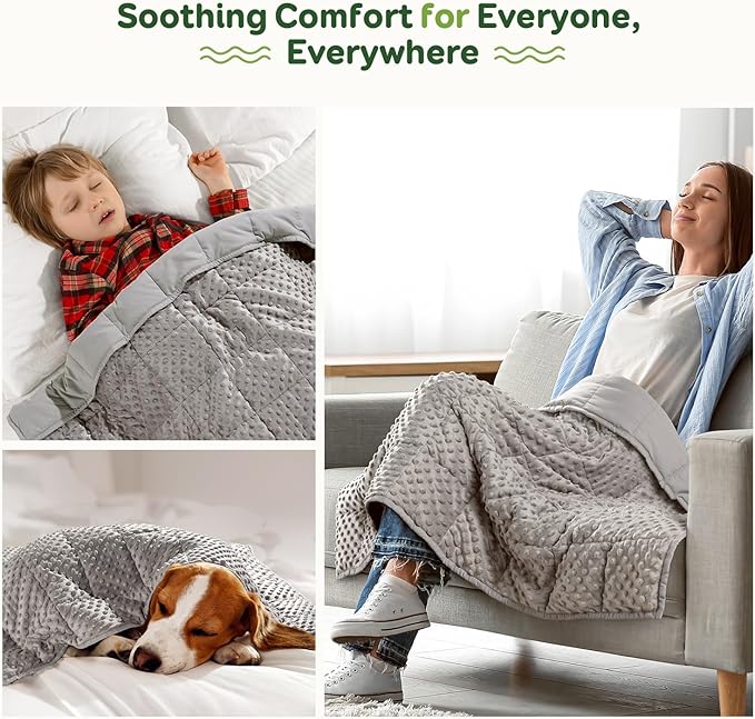 Sivio Weighted Blanket, Weighted Blanket,Soft and Cozy Cooling Heavy Blankets, Calm and Nap, School and Home, 3lbs 36 x 48inches, Grey