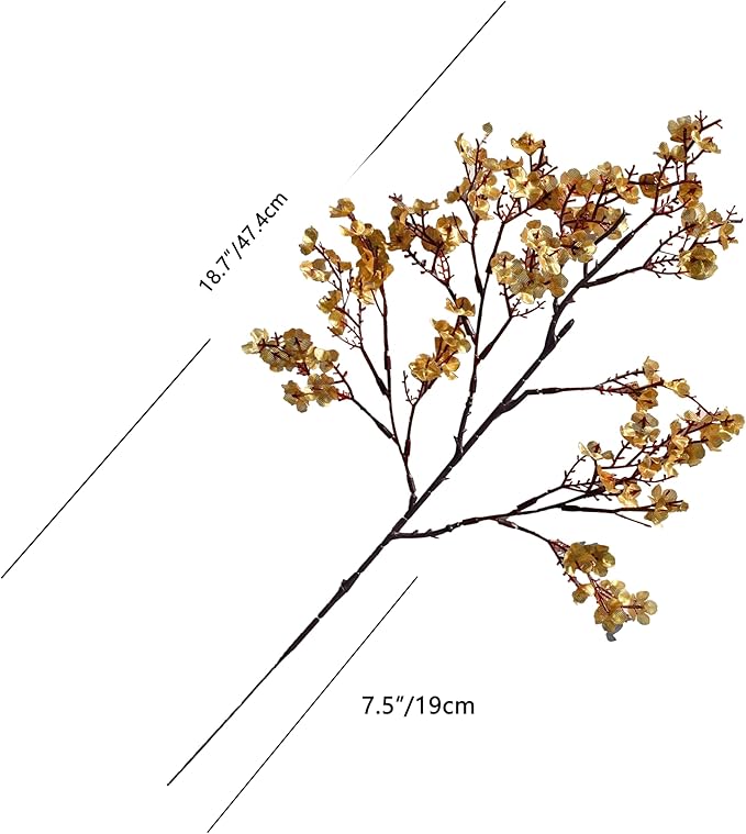 Mandy's Gold Artificial Baby’s Breath Flowers 15 Bundles Silk Gypsophila, 18.5 Inch European Style Modern Home Decor Centerpiece, Neutral Wedding Flower Arrangements