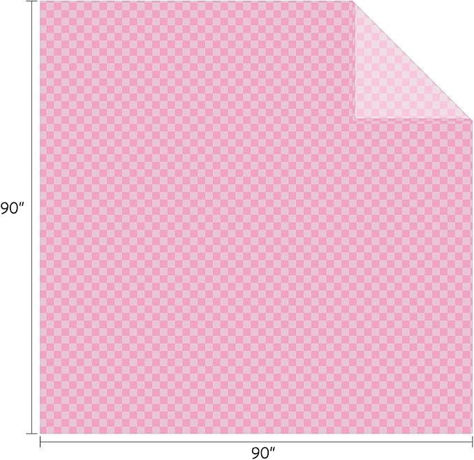 FY FIBER HOUSE Checkered Flannel Fleece Throw Blanket Queen Size Soft Cozy Checkerboard Grid Print Chessboard Gingham Pattern Blankets for Bed Couch Sofa, 90"x90", Light Pink