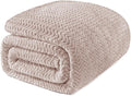 Exclusivo Mezcla Queen Blanket for Bed, Cozy Lightweight Fleece Blankets for All Season, Decorative Giftable Fuzzy Plush Wave Textured Suitable for Women, Men, Camel, 90x90 Inches