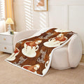 Erosebridal Sloth Coffee Fleece Sherpa Blanket for Boys Girls Adults - Coffee Cup Beans Print, Fuzzy Throw - Twin 60"x80" Brown White