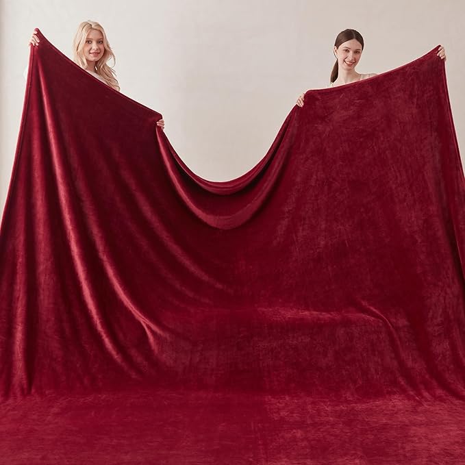COOVA Oversized King Fleece Blanket 120x120 inches, Soft Cozy Warm Giant Extra Large 10'x10' Blanket for Bed, Sofa, Couch,Travel, Camping, California Huge Flannel Big Throw Blanket, Burgandy Red