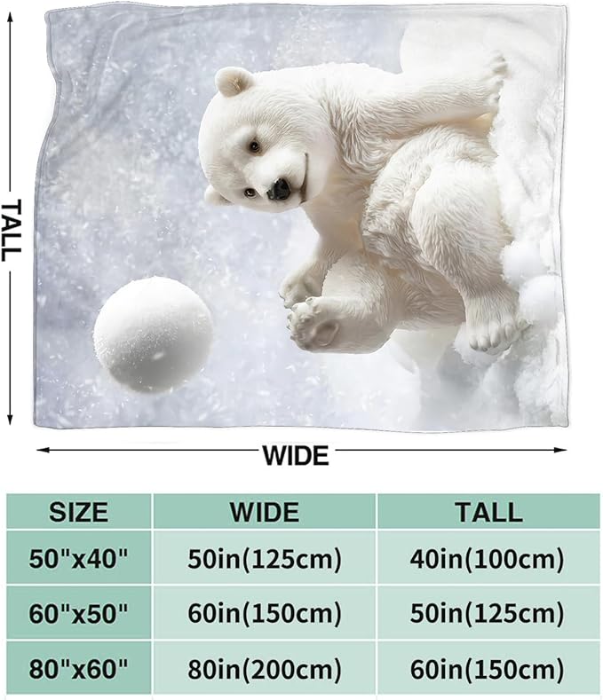 Polar Bear Blanket for Girls Women Boys Men Adults Kids Soft Cozy Fleece Cute White Bears Throw Blankets Gifts Warm Flannel Plush Lightweight Decorative for Couch Bed Sofa 60"X50"