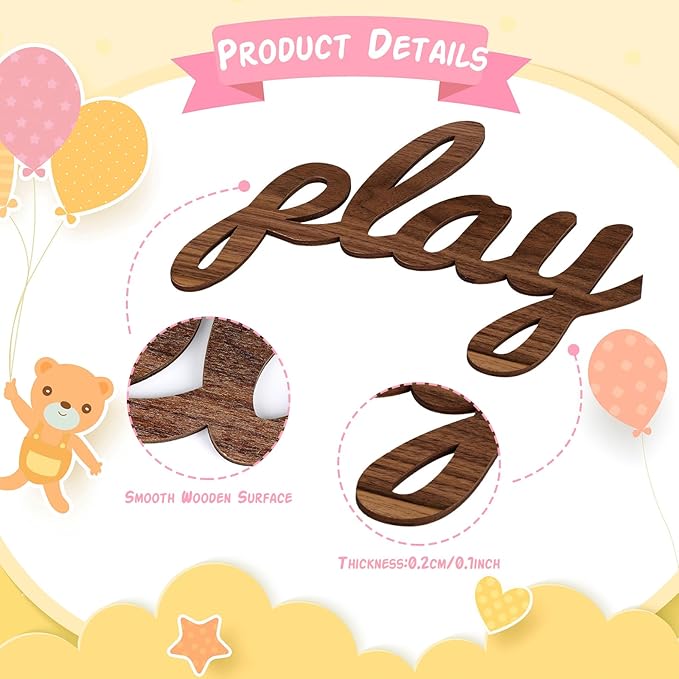 Where the Wild Ones Play Nursery Sign Wooden Playroom Wall Decor Playroom Decoration Word Play Room Sign for Wall Plaques(23 Inch,Brown)