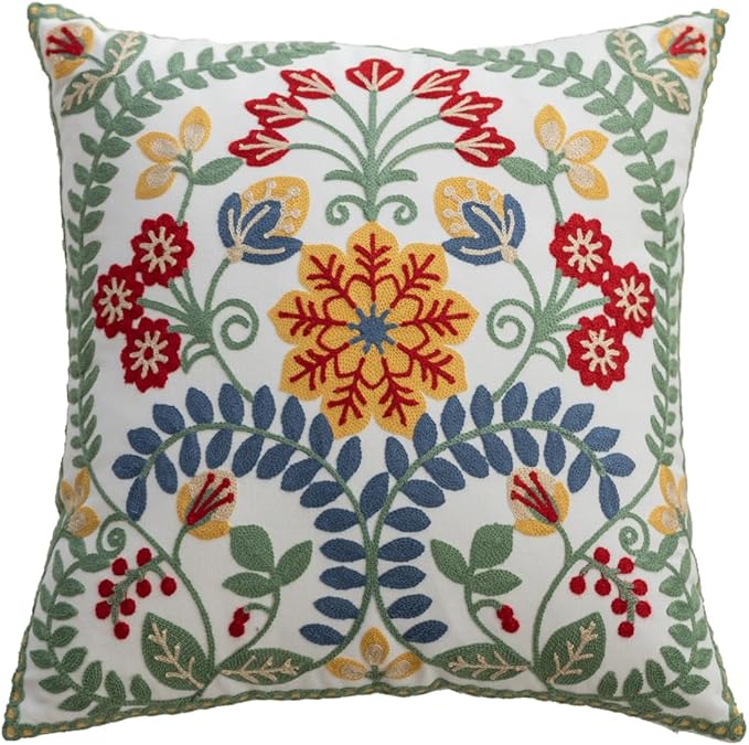 YIcabinet Pack of 2 Throw Pillow Covers,Embroidered Pillow Case Soft Square Decorative Pillowcases for Home Sofa Couch 18x18 Inch