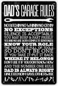 QIONGQI Funny Dad's Garage Rules Metal Tin Sign Wall decor Garage Quote Sign for Home Garage Men Cave Decor Gifts for Dad Father(Wooden Style)