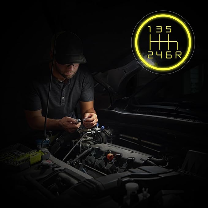 Gear Shift Neon Sign, Car Gearbox Led Signs for Wall Decor, Dimmable Neon Light Sign for Bedroom, Game Room, Kids Room, Bar Decoration, USB Powered Light Up Neon Signs Gift for Boys