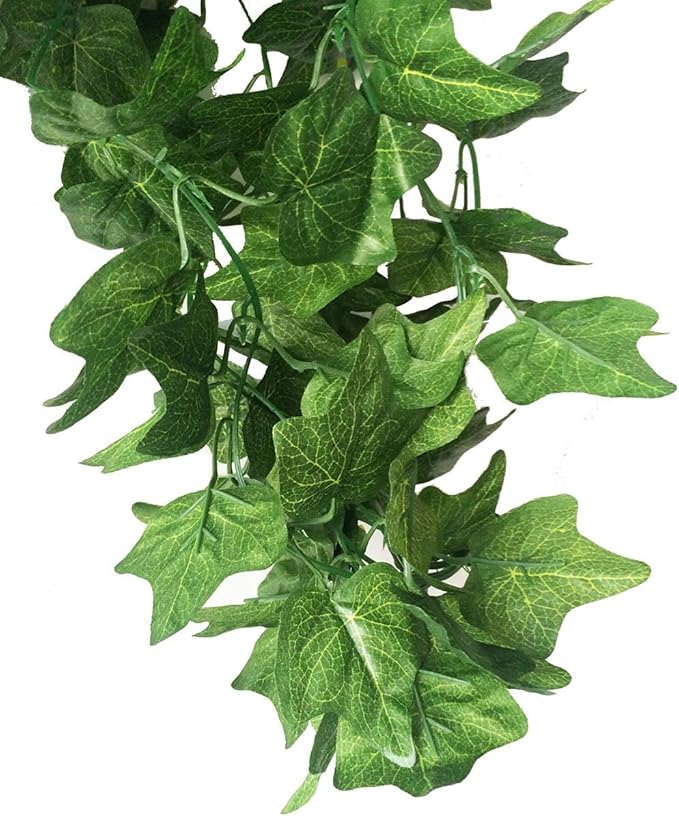 40 Ft Realistic Artificial Ivy Garland - UV Resistant Fake Hanging Vines for Indoor/Outdoor Wedding, Wall, Party, Garden Decor - Pack of 5