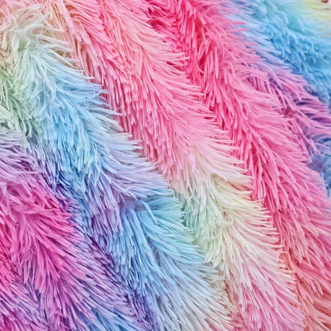 Plush Super Soft Blanket Bedding Sofa Cover Furry Fuzzy Fur Warm Throw Qulit Cozy Couch Blanket for Winter (63"x79",Dark Rainbow)