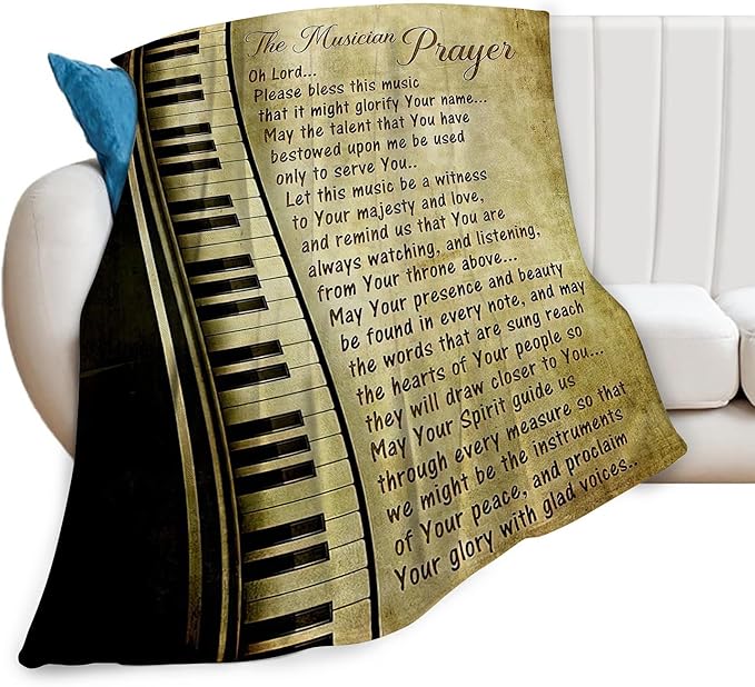 Piano Music Blanket Musician Prayer Throw Blankets Piano Keys Decor Stuff Cozy Flannel Fleece Soft Plush Fuzzy Warm Lightweight Bedding Gifts for Women Girls Kids 60"X50"
