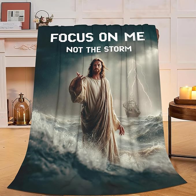 Jesus Throw Blanket Soft Warm Cozy Funny Christian Blankets Fuzzy Plush Fleece Religious Faith Jesus Blanket Gifts for Couch Bed Sofa Home Decor 40''X50''