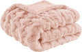 Madison Park Ruched Luxury Throw Premium Soft Cozy Brushed Long Faux Fur For Bed, Couch or Sofa, 50"x60", Blush