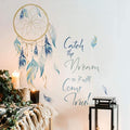 Runtoo Dream Catcher Quotes Wall Decals Colorful Feathers Wall Art Stickers Bedroom Living Room Home Decor