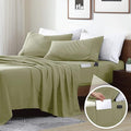 Swift Home Smart Sheets, Ultra Soft Brushed Microfiber 4-Piece Sheet Set, Fitted Bed Sheet with Side Storage Pockets – Sage, King