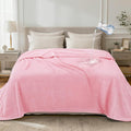 LOOBANI Waterproof Blanket for Bed: Reversible Leakproof Full/Queen Bed Blankets 80" x 90", Soft Flannel & Coral Fleece Bed Blanket Water Resistant for Couch Sofa Cover, Movie Time, Camping, Pink