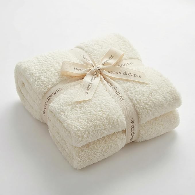 Unboxme Sweet Dreams Cloud Blanket – Luxury Soft Fluffy Fleece Throw Blanket – No Shedding, Plush Cozy Warm – Ivory