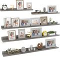 Giftgarden 47 Inch Long Floating Shelves for Wall Set of 5, Grey Wood Wall Shelves for Bathroom, Bedroom, Kitchen, Living Room Storage and Decoration, Gray Wooden Picture Ledge