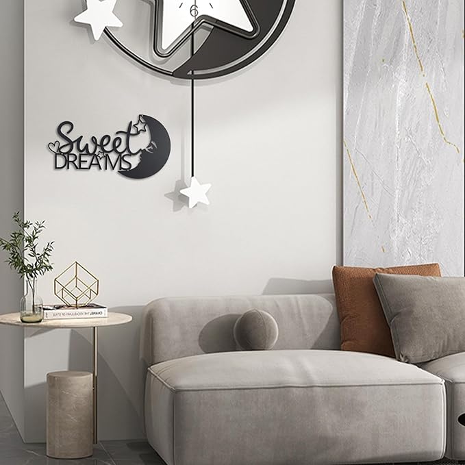 OYEFLY Metal Sweet Dreams Wall Decor,Modern Black Metal Wall Art (style 1)