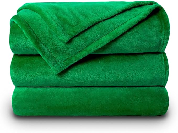 NANPIPER Fleece Blankets Super Soft Flannel King Size Blanket for Bed Luxury Cozy Microfiber Plush Fuzzy Blanket,Emerald Green
