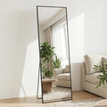 DUMOS Full Length Mirror 19"x 58.5" for Bedroom, Full Body Mirror with Stand, Hanging or Leaning for Wall, Aluminum Alloy Thin Frame Floor Standing for Living Room, Long, Black