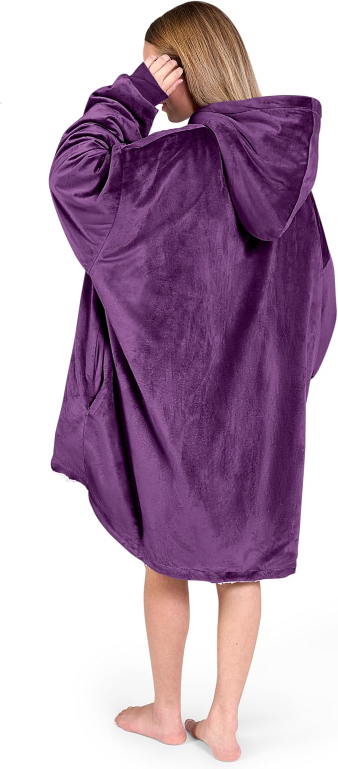 Bare Home Wearable Blanket Hoodie - Soft Plush Sherpa - Warm and Cozy - Oversized Wearable Blanket - Adult & Kid Sizes