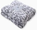MH MYLUNE HOME Ultra Soft Leopard Throw Blanket (50x60 inches) Microfiber Blanket Plush Warm Reversible Cheetah Blanket Snow Leopard Pattern Throw for Couch Bed Sofa - White Gray, 50"x60"