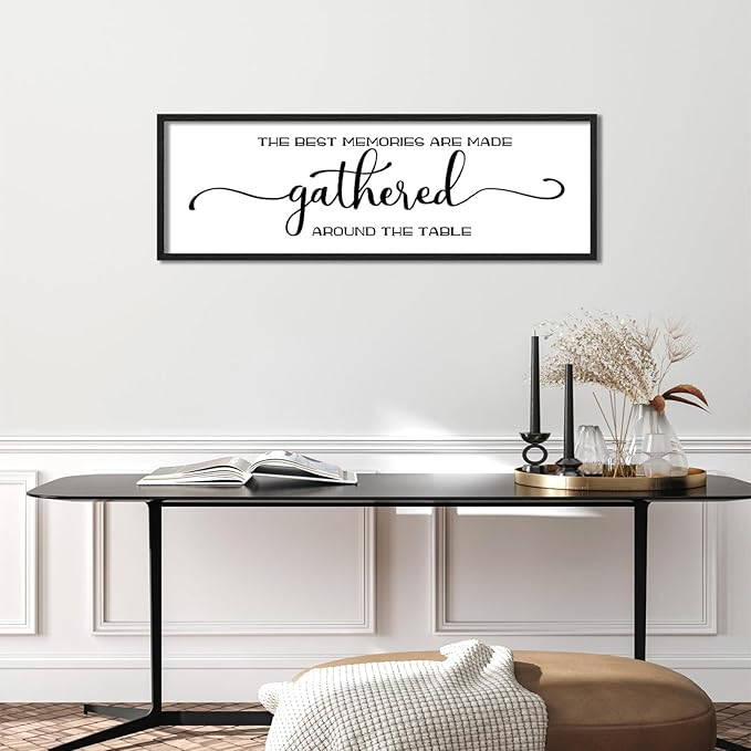 The Best Memories Are Made Gathered Around The Table Wall Decor: Farmhouse Kitchen Wall Art Framed Large Rustic Kitchen Sign Modern Dining Room Wall Decor Hanging Wall Plaques 16"x48"