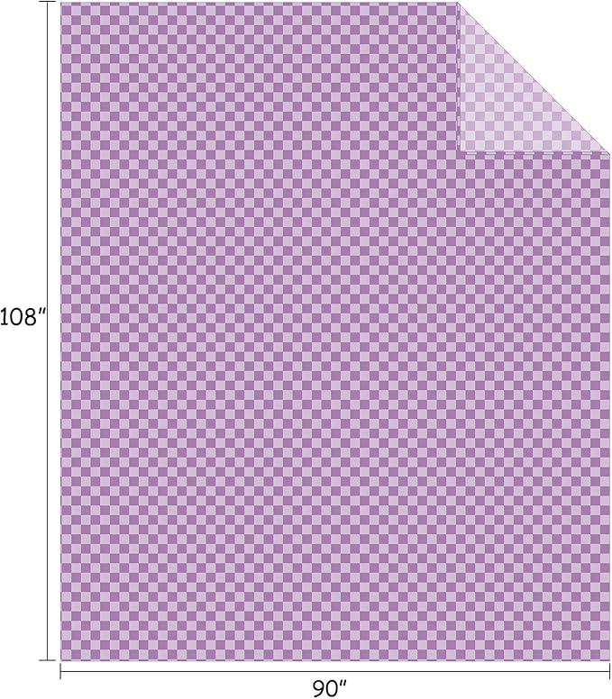 FY FIBER HOUSE Checkered Flannel Fleece Throw Blanket King Size Soft Cozy Checkerboard Grid Print Chessboard Pattern Blankets for Bed Couch Sofa, 90"x108", Purple