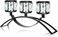 Black 3-Arm Crystal Candle Holders Arched - Elegant Tabletop Candelabra Centerpiece for Weddings, Dining Room Decor, Modern Home & Cabinet Display for & Housewarming