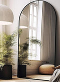 Arched Floor Mirror, 41" x 81" Oversized Full Body Mirror, Freestanding, Arch Mirror, Wall Mounted for Bedroom, Black