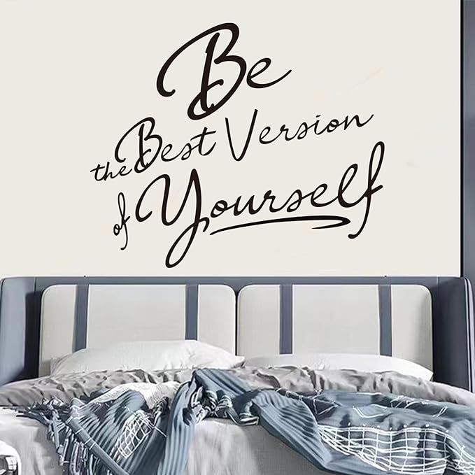 Inspirational Quotes Bathroom Wall Decals : Women Beautiful Home Positive Vinyl Art Wall Stickers - Living Room Bedroom Kitchen Family Wall Decor - Be The Best Version of Yourself 24" X 20"