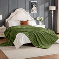 Faux Fur Bed Blankets Queen Size Green, Soft Fluffy Bubble Blanket for Couch Sofa, Thick Warm Plush Fuzzy Rabbit Fur Large Blanket for All Season Use, 90"X 90"