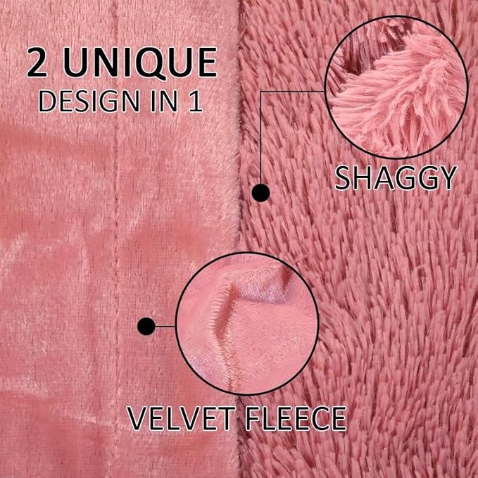 YUSOKI Pink Queen Faux Fur Winter Blanket,2 Layers,90"x90" Without Pillows Big Soft Plush Fuzzy Large Warm Fluffy Throw Blanket for Bed