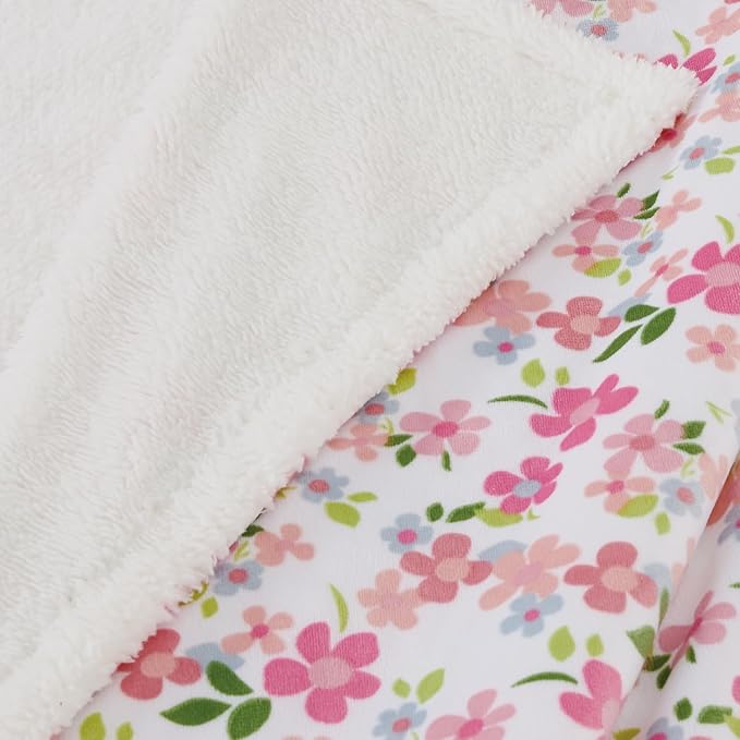 CREVENT 2Pcs 30''X40'' Cute Cozy Fluffy Warm Baby Blankets for Infants Toddlers' Bedding Crib Cot Stroller - Grey Cloud + Minky Wildflower