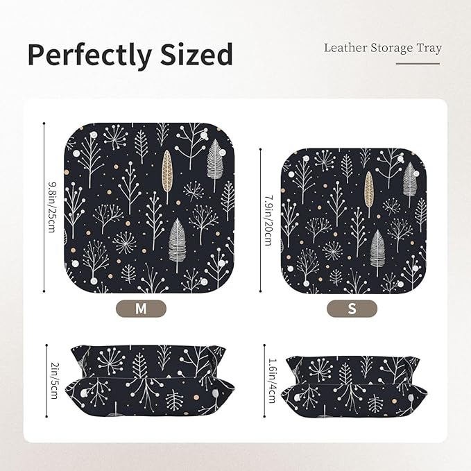 Modern Abstract Trees Tray Men's Leather Valet Parking Portable Entrance Trays Bedside Storage Box
