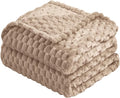 Vessia Flannel Fleece Twin Size Blanket(60x80 inch), 3D Jacquard Camel Fuzzy and Warm Blanket for Couch,Sofa,Bed,Chair, 300GSM Super Soft Touch Cozy Lightweight Bed Decor for All-Season