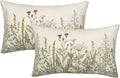 AEIOAE Sage Green Pillow Covers 12x20 Inch Set of 2, Spring Wildflower Plant Throw Pillows Case,Seasonal Floral Outdoor Decorative Flowers Farmhouse Decor Cushion Covers for Home Sofa Bed Couch