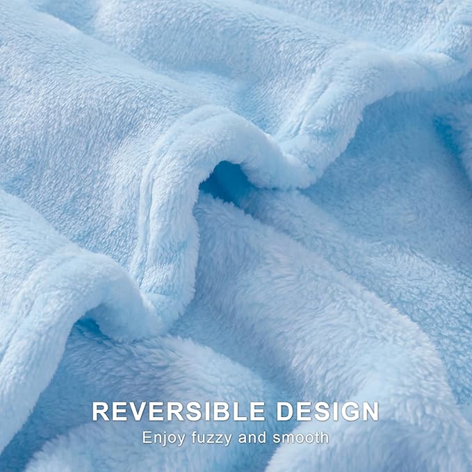 Hansleep Fleece Light Blue Full Blanket, Super Soft Flannel Fuzzy Plush Cozy Blanket for All Seasons, Light Blue, Full 84x90 Inches