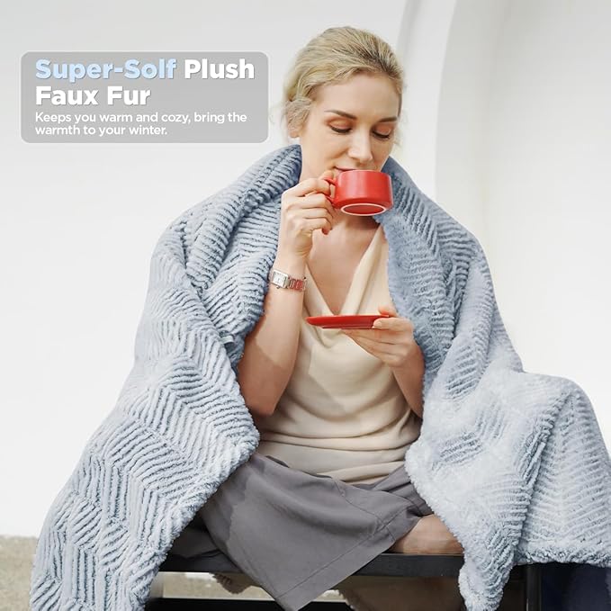 Heated Blanket Electric Blanket 50" x 60" - Cozy Soft Heated Throw with 5 Heating Levels & 3 Hours Auto Off,Machine Washable,ETL & FCC Certification(Frosty Blue)