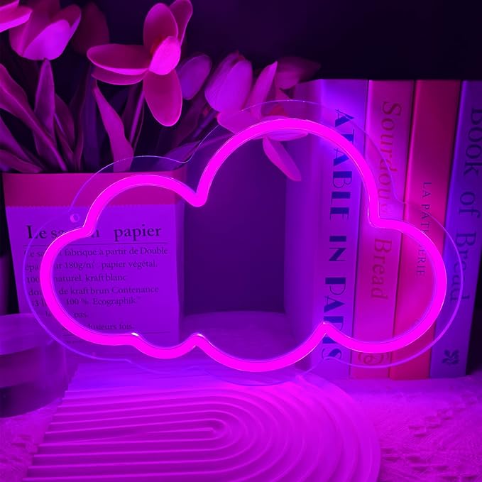 Cloud Neon Sign Cute Purple Clouds LED Light Sign for Wall,13 * 7.9in Dimmable USB Floating Clouds Light Up Sign for Living Room Kid Bedroom Nursery Birthday Christmas Wedding Party decor