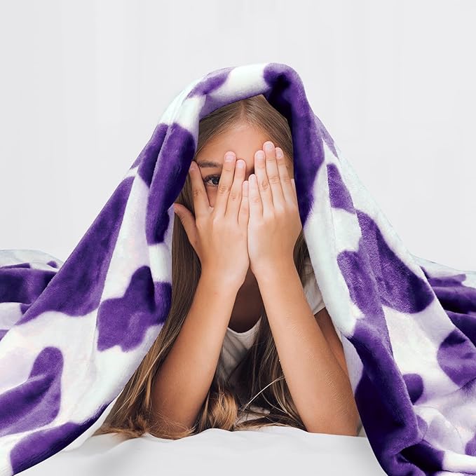 Purple Throw Blankets for Women, Lightweight Soft Warm Fuzzy Lavender Fleece Throws for Bed Couch Room Decor, Cozy Purple Gifts for Girls Women 50x60 inches