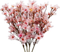 Uieke 4Pcs Artificial Cherry Blossom Flower, Silk Peach Flowers Fake Plants Arrangement for DIY Garden Home Wedding Party Spring Decor, Pink