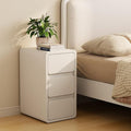 AQIMUELE Narrow Bedside Table,Narrow Night Stand with Drawers,Small Night Stand with Leather Surface for Bedroom