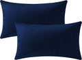 DEZENE Lumbar Pillow Covers 12x20 Navy Blue: Pack of 2 Cozy Soft Velvet Rectangular Modern Luxury Decorative Throw Pillow Cases for Sofa Couch Living Room Bed Home Decor