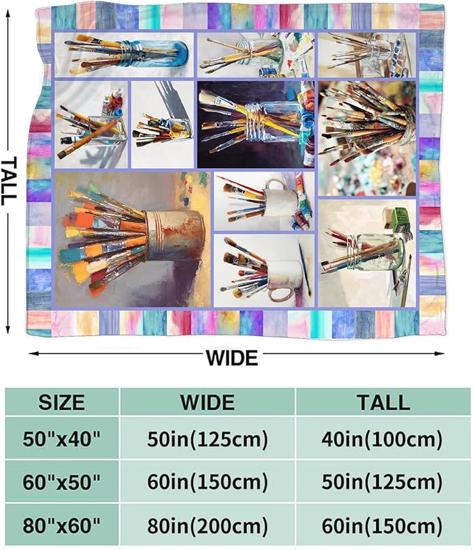 Artist Gifts Blanket for Girls Women Men Adults Soft Cozy Fleece Art Teacher Throw Blankets Warm Flannel Plush Stuff Lightweight Decorative for Couch Bed Sofa 50"X40"