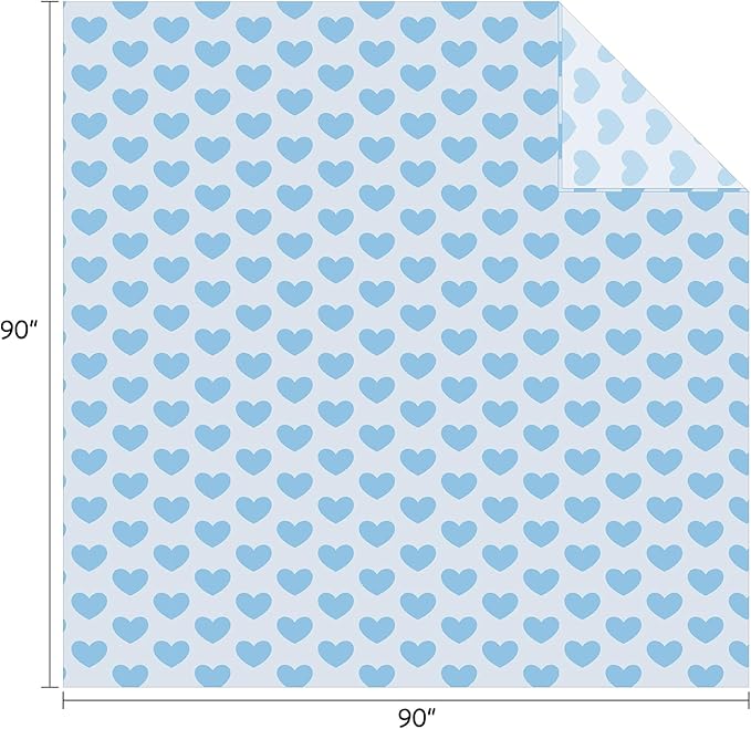 FY FIBER HOUSE Heart Flannel Queen Blanket Soft Cozy Blankets for Lover Gifts All Season Use, 90x90 Inches, Blue