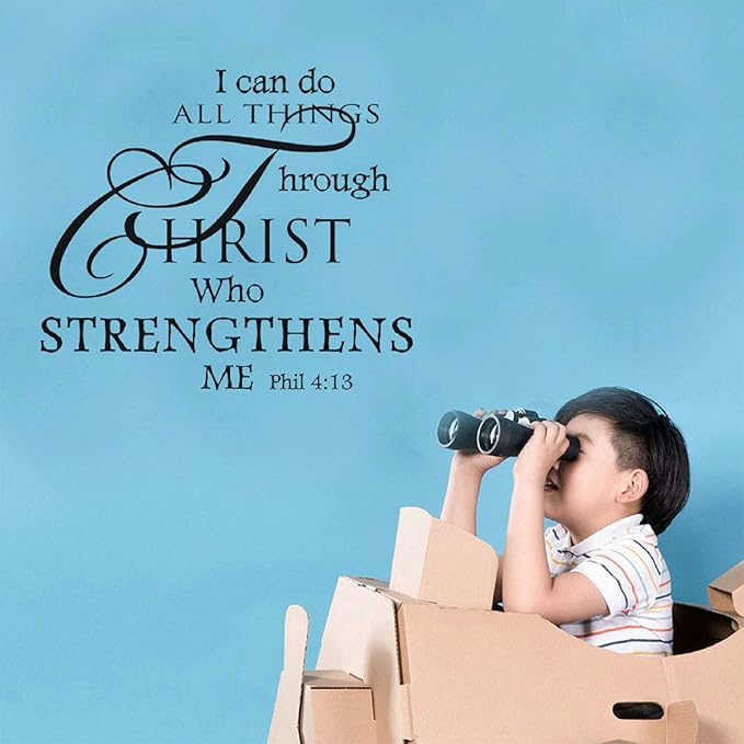 Inspirational Wall Decor Quotes Stickers–I Can Do All Things Through Christ Who Strengthens Me– Decor for Living Room Bedroom Classroom Playroom Nursery Room Wall Decals Decorations