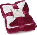 Genteele Sherpa Throw Blanket Super Soft Reversible Ultra Luxurious Plush Blanket, 40 x 50 inches, Rich Burgundy Red/White